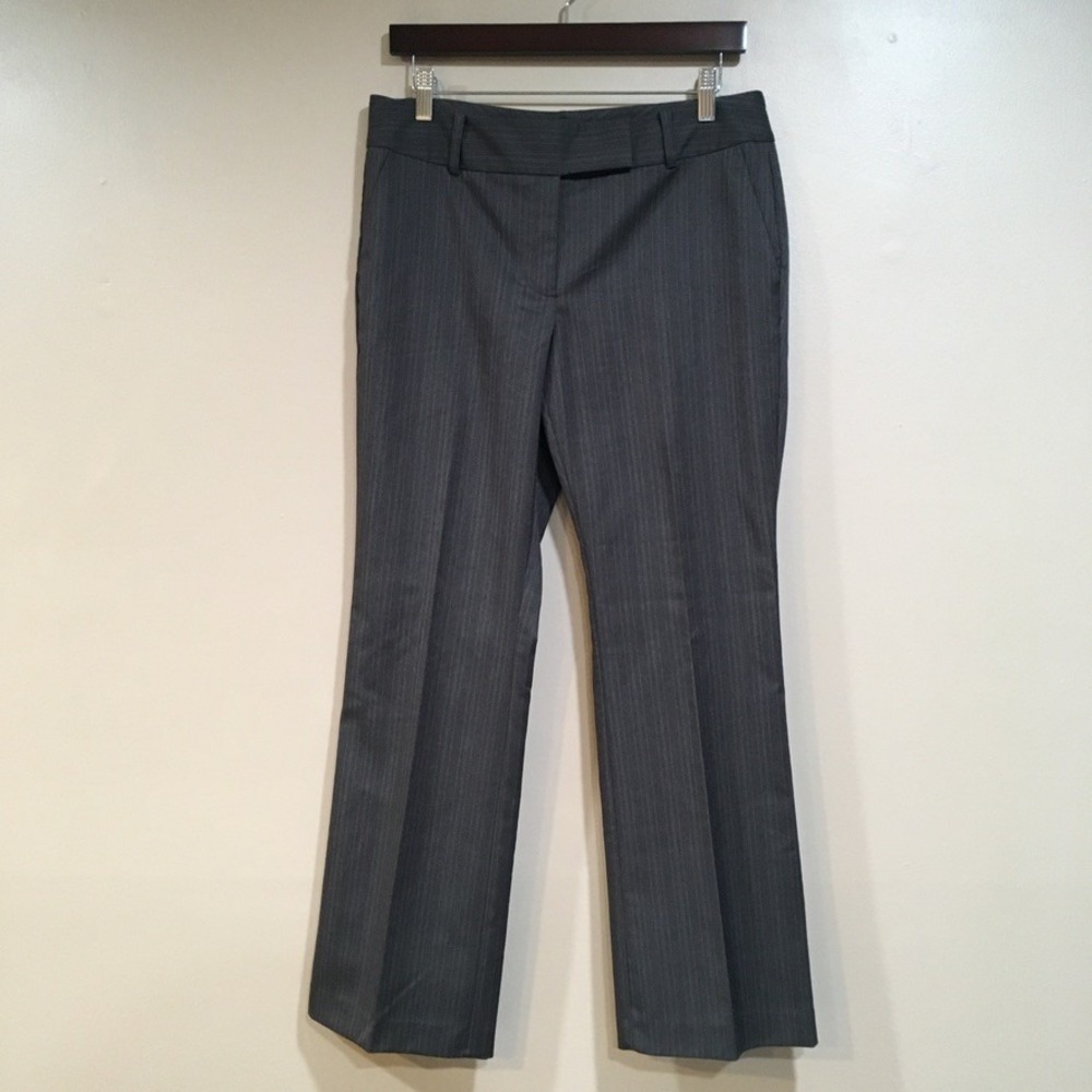 Ann‎ Taylor Pinstripe Modern Fit Dress Pants Womens 6 Charcoal Grey Professional